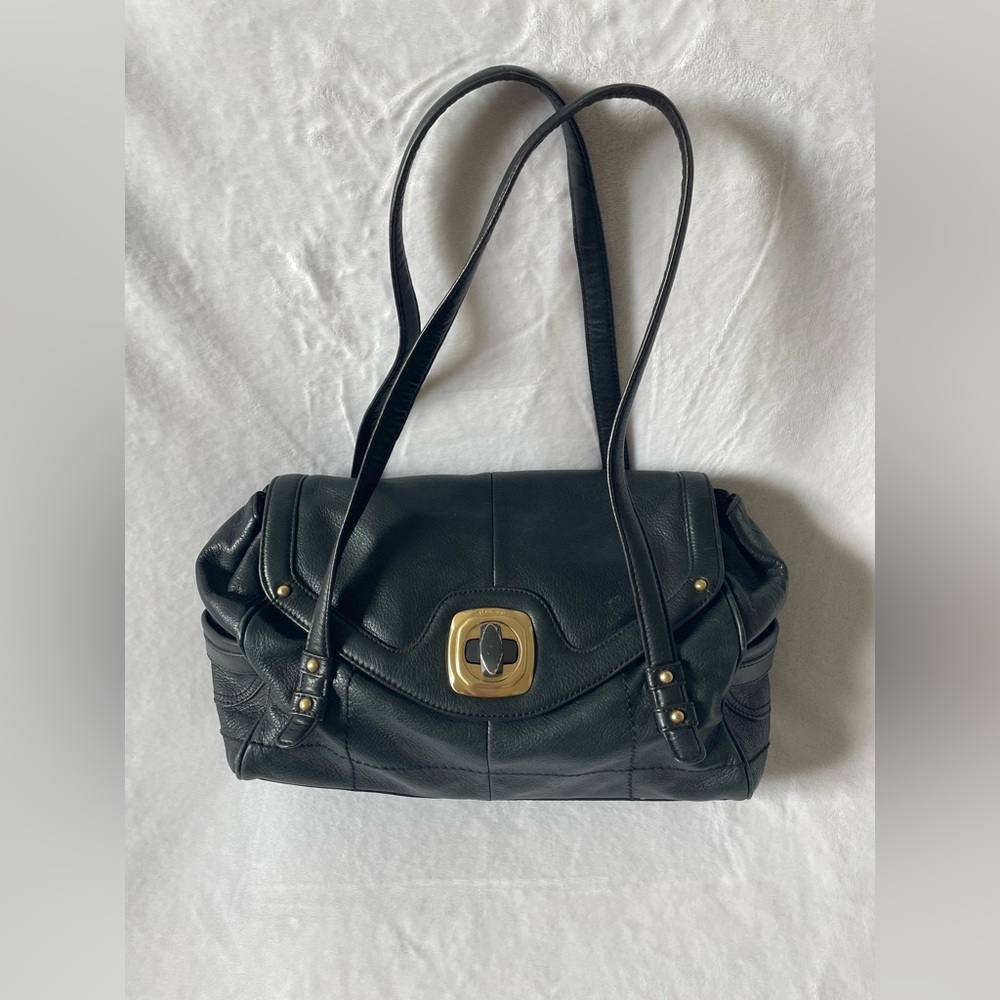 B. Makowsky Black Leather Shoulder Bag